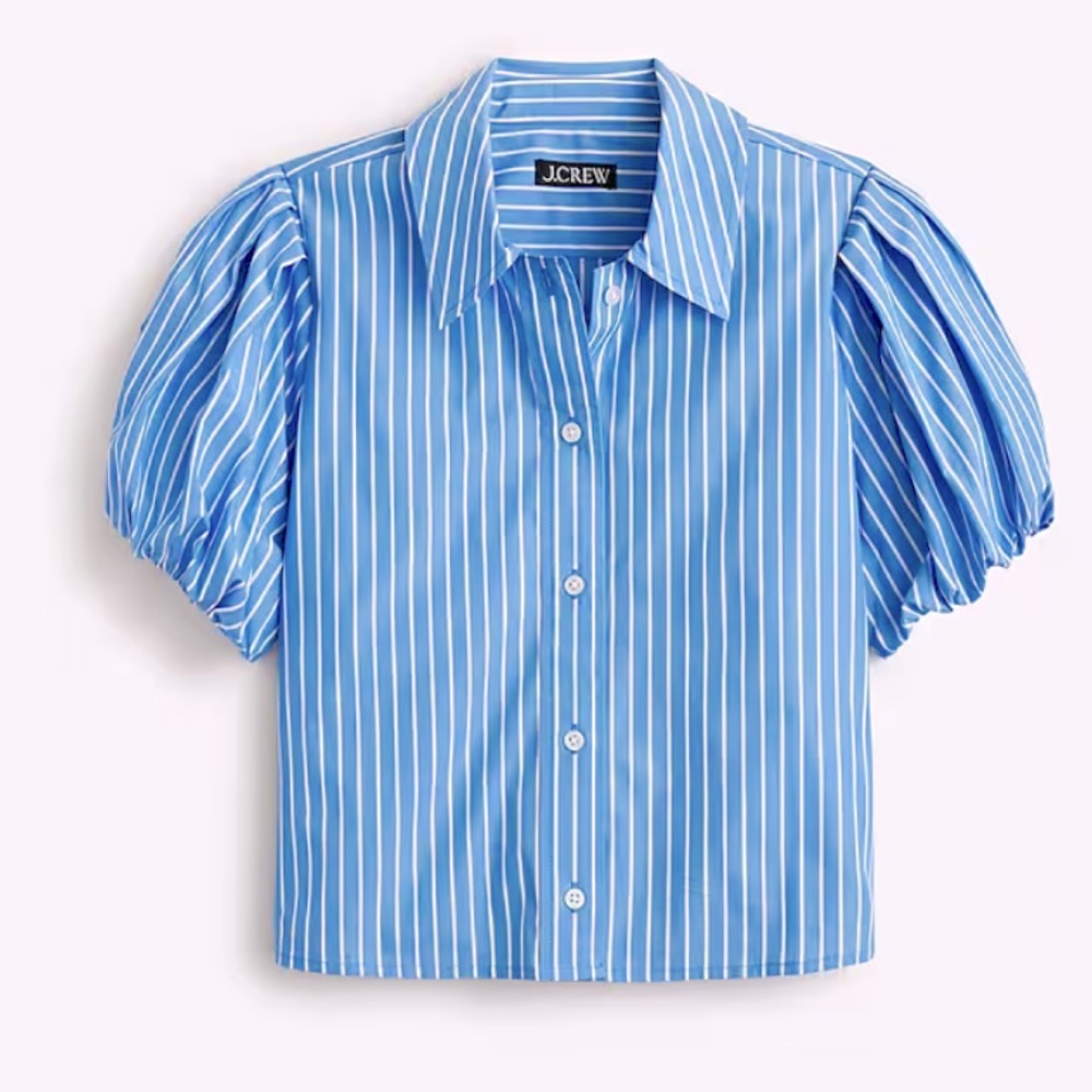 J. Crew Gamine Puff Sleeve Shirt in Stripe Size 4 NWOT